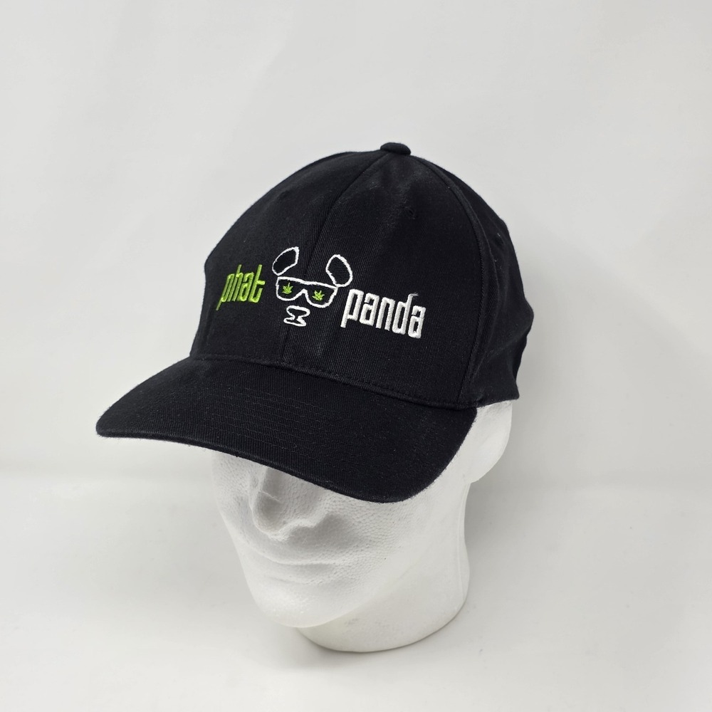 Phat Panda Flexfit Hat Black Embroidered Logo Baseball Cap Men's Fitted Adult SM